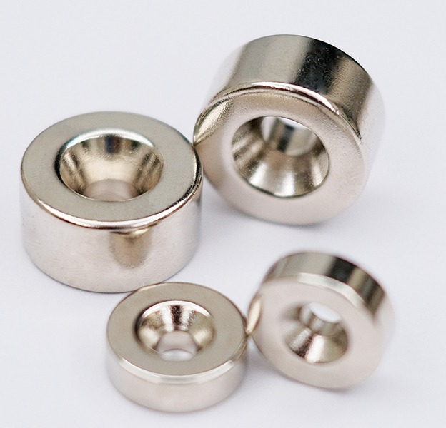 Nickel plated countersunk ring neodymium iron boron magnet